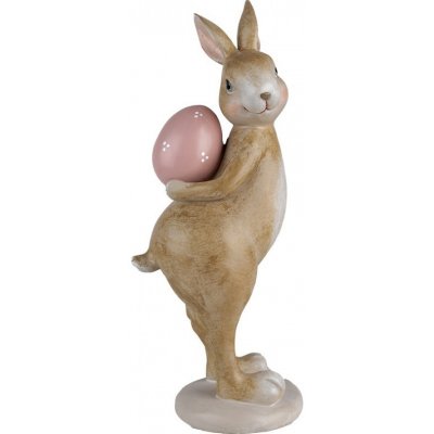 Dekorace hnědý králík s růžovým vajíčkem 10*12*31 cm – Hledejceny.cz