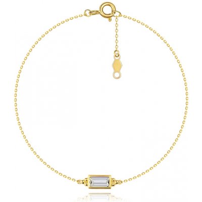 Šperky Eshop náramek ze žlutého zlata obdélníkové zirkony v hladkém rámečku kuličky S5GG261.46 – Zboží Mobilmania