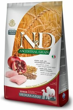 N&D Ancestral Grain Dog Senior Medium & Maxi Chicken & Pomegranate 2,5 kg