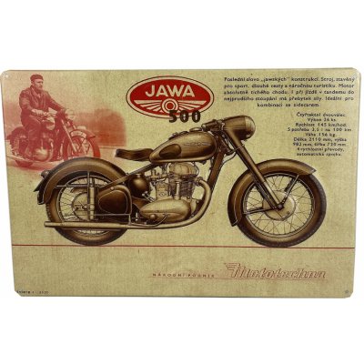 Plechová cedule Jawa - JAWA 500 - HISTORIE 29 x 19 cm