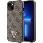 Guess PU 4G Strass Triangle Metal Logo Apple iPhone 15 hnědé