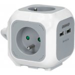 Orno Prodlužovací kabel 4G OR-AE-13144, 4x 230V, 2x USB nabíjecí, přívod 1,4m, šedá – Zboží Živě