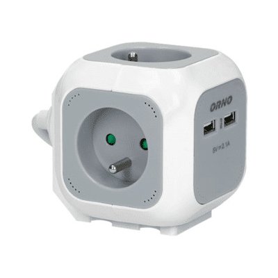 Orno Prodlužovací kabel 4G OR-AE-13144, 4x 230V, 2x USB nabíjecí, přívod 1,4m, šedá – Zboží Živě