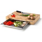 Prkénko na krájení 39 x 27 cm, s nerezovým tácem, hnědá, dřevo Continenta – Zboží Dáma