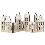 Anděl Domky skládací leporelo dřevěné na postavení 40 x 13,5 cm, bílé střechy s glitrem – Hledejceny.cz