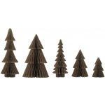 Bloomingville Vánoční dekorace Milan Wood Trees Brown – set 5 ks, hnědá barva, papír – Hledejceny.cz
