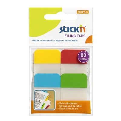 Záložky samolepicí Stick´n 38 x 25 mm, plast, 4 x 20 lístků – Hledejceny.cz
