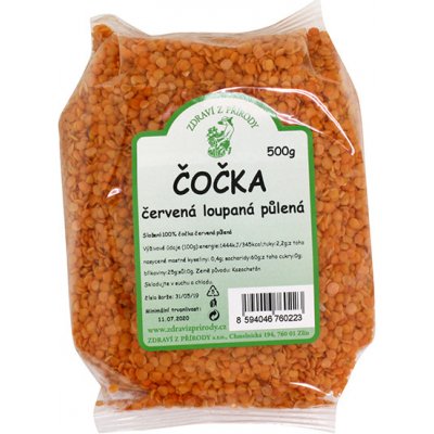 Zdraví z přírody Čočka červená loupaná 0,5 kg