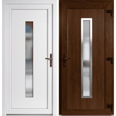 OknaDvereNaMiru.cz Vchodové dveře Hana + INOX orámování zlatý dub / bílá pravé otevírání ven 88 x 198 cm – Hledejceny.cz