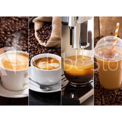 WEBLUX 209643318 Samolepka fólie coffee collage of various cups kávová koláž z různých šálků, rozměry 100 x 73 cm