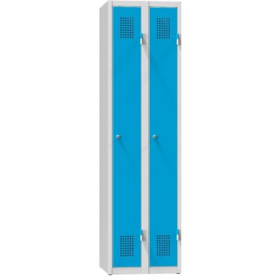 Polak Kovová šatní skříňka dvoudveřová XS82-18 světle šedá modrá – Zboží Mobilmania
