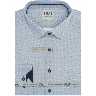 AMJ pánská bavlněná košile dlouhý rukáv regular fit VDBR1475 modro-bílá s kostkami – Hledejceny.cz