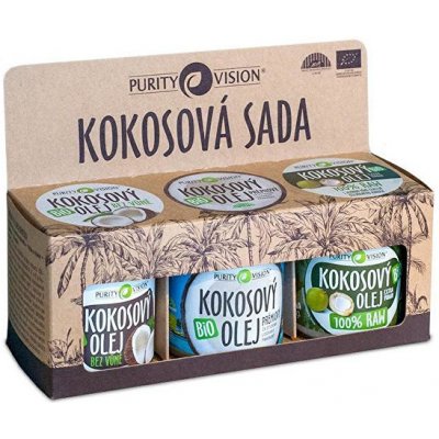 Purity Vision Kokosová sada Raw kokosový olej Panenský kokosový olej Kokosový olej bez vůně Raw Bio Kokosový olej Bio Panenský Kokosový olej 120 ml Bio Kokosový olej bez vůně 120 ml 120 ml – Zboží Mobilmania