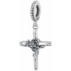 Přívěsky Royal Fashion stříbrný přívěsek Kříž s růží BSC526