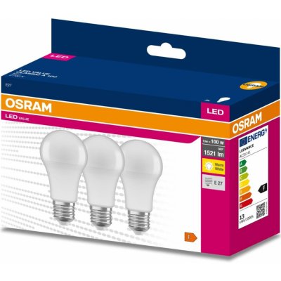 Osram 3PAK LED žárovka LED E27 A60 13W = 100W 1521lm 2700K Teplá bílá Value
