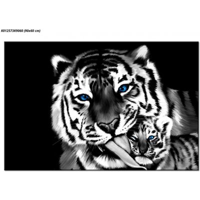Obraz tygra s mládětem, jednodílný 90x60 cm – Sleviste.cz