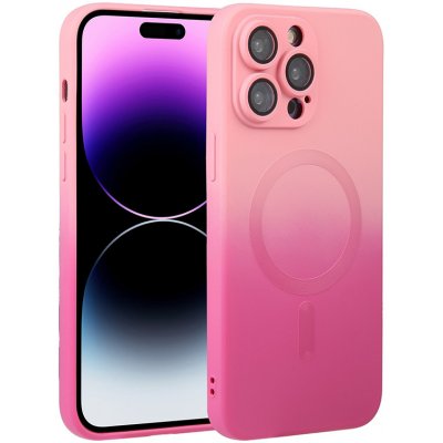 Pouzdro AppleMix Apple iPhone 14 Pro - podpora MagSafe - barevné přechod - ochrana kamery - gumové - růžové – Zboží Mobilmania