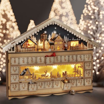 Solight 1V258 LED vánoční dekorace adventní kalnedář horská chata – Zboží Dáma