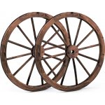 Dřevěná zahradní dekorace GT4079, 2 kusy, hnědá - A COSTWAY – Zboží Dáma