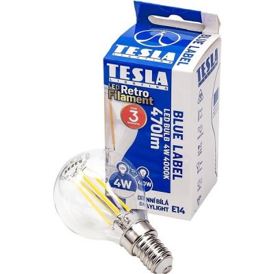 TESLA LED MINIGLOBE FILAMENT RETRO E14, 4W, 470lm, 4000K denní bílá MG140440-7