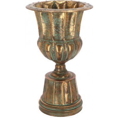Váza francouzská AGED METAL, kov, zlatá/tyrkys patina, pr.27x45cm|Esschert Design – Hledejceny.cz