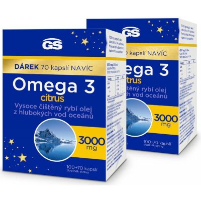 GS Omega 3 CITRUS, 2 x 100+70 kapslí dárkové balení 2023