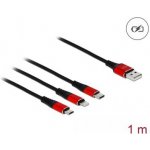 DeLock 85892 USB 2.0 A (M) - USB Micro-B (M USB-C (M) Lightning (M), 1m, červený – Zbozi.Blesk.cz