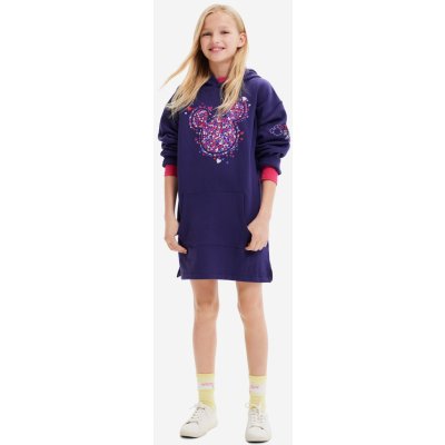 Desigual Emmline Disney holčičí mikinové šaty s kapucí fialové