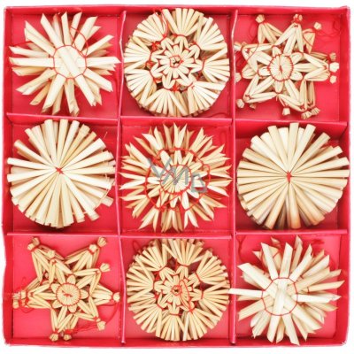 Anděl Přerov Slaměné ozdoby v krabičce cca 6 cm 32 kusů – Zboží Dáma