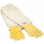 Rukavice kožené žluté s dlouhou plátěnou manžetou – Zboží Dáma