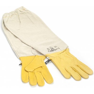 Rukavice kožené žluté s dlouhou plátěnou manžetou – Zboží Dáma