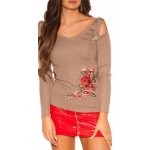 Koucla Coldshoulder Sweater with embroidery CAPPUCCINO – Hledejceny.cz