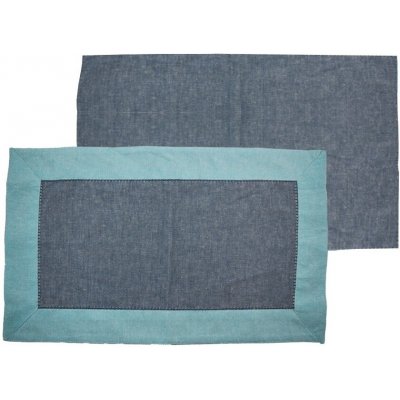 Home Elements Prostírání s obrubou 30x50 cm 6ks světle a tmavě modrá z recyklované bavlny – Zboží Mobilmania