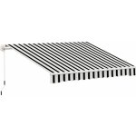 OUTSUNNY Stahovací markýza s klikou hliníková 395 x 245 cm modrobílá – Zboží Mobilmania
