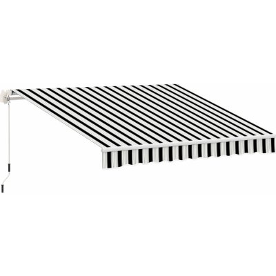 OUTSUNNY Stahovací markýza s klikou hliníková 395 x 245 cm modrobílá – Zboží Mobilmania