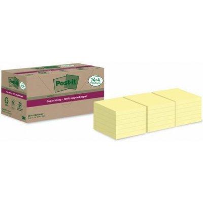 Bločky samolepicí Super Sticky Post-it® recyklované, žluté, 76×76 mm – Hledejceny.cz