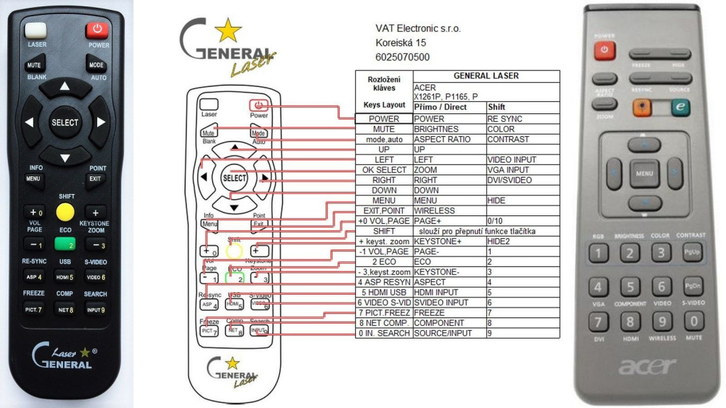 Dálkový ovladač General Acer VZ.J5300.002