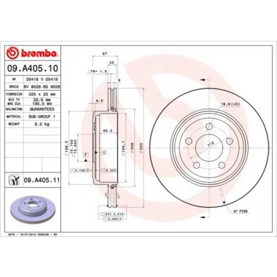 Brzdový kotouč BREMBO 09.A405.11 (09A40511)