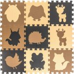 Ikonka Pěnová podložka na puzzle pro děti 9ks béžovo-hnědo-černá – Zboží Dáma