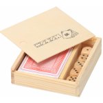 Sada hracích karet a 5 kostek v dřevěném boxu – Hledejceny.cz