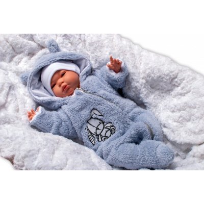 Baby Nellys Chlupáčkový overálek s kapucí Cute Bunny modrý – Zboží Mobilmania