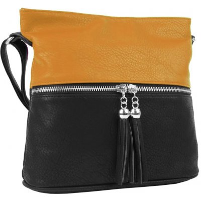 New Berry malá crossbody kabelka se stříbrným zipem NH6020 žlutá