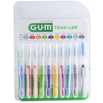 GUM Trav-Ler mezizubní kartáčky 0,6 mm + 0,8 mm + 0,9 mm + 1,1 mm + 1,2 mm + 1,3 mm + 1,4 mm + 1,6 mm + 2,0 mm 9 ks