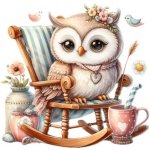 Nažehlovací obrázek - sova v houpacím křesle (18,0 x 18,0 cm) – Zbozi.Blesk.cz