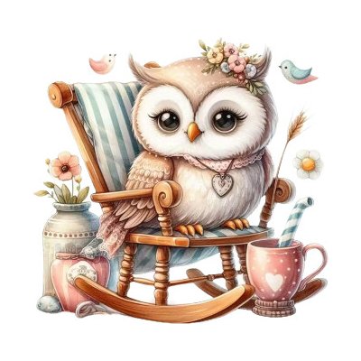 Nažehlovací obrázek - sova v houpacím křesle (18,0 x 18,0 cm) – Zbozi.Blesk.cz