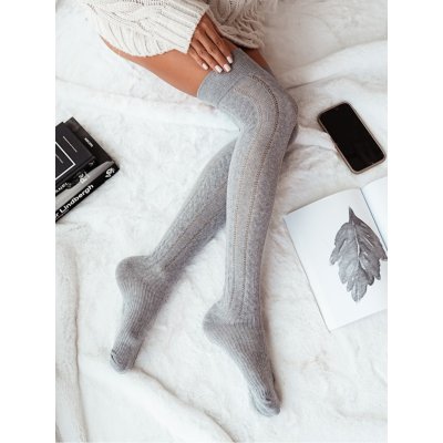 Fashionweek Stylové prolamované Nadkolenky ponožky nad koleno MILENKA šedý – Hledejceny.cz