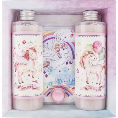 Bohemia Gifts Unicorn sprchový gel 250 ml + šampon na vlasy 250 ml + hra dárková sada – Zboží Mobilmania