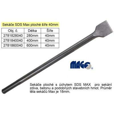 MAGG Sekáč SDS MAX plochý 40x400mm – Zboží Mobilmania