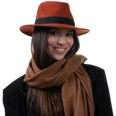 Fiebig since 1903 Cestovní nemačkavý klobouk vlněný zrzavý s černou stuhou – Sleviste.cz