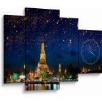 Obraz - Lampióny štěstí, Bangkok (s hodinami), Čtyřdílný 110x75 cm s hodinami – Hledejceny.cz